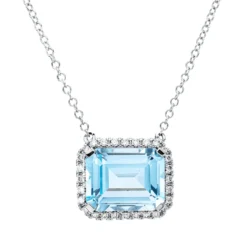 Collier aus 750 Weißgold Topas 4,3ct skyblue 28 Brillanten 0,15ct TW-SI L:43,2cm