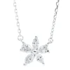 Collier Blume aus 750 Gold Weißgold 5 Diamanten 0,35ct TW-VSI L:45,7cm