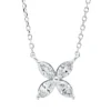 Collier Blume aus 750 Weißgold 4 Diamanten Navette-Schliff 0,4ct TW-SI L:45cm