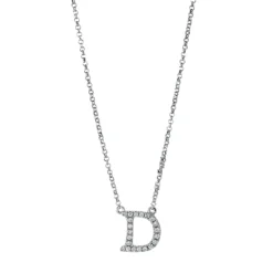 Collier Buchstabe D aus 750 Weißgold 21 Brillanten 0,08ct TW-SI L:43,2cm