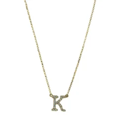 Collier Buchstabe K aus 750 Gelbgold 23 Brillanten 0,13ct TW-SI L:43,2cm