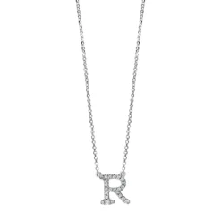 Collier Buchstabe R aus 750 Weißgold 23 Brillanten 0,1ct TW-SI L:43,2cm