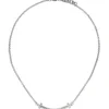 Collier Halskette Ankerkette Stäbchen-Anhänger & Zirkonia weiß, Edelstahl, 45cm
