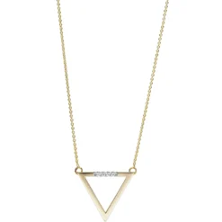 Collier Halskette Dreieck aus 585 Gold Gelbgold mit 4 Diamanten 0,02 Ct. 40-42cm