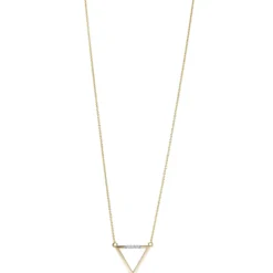 Collier Halskette Dreieck aus 585 Gold Gelbgold mit 4 Diamanten 0,02 Ct. 40-42cm