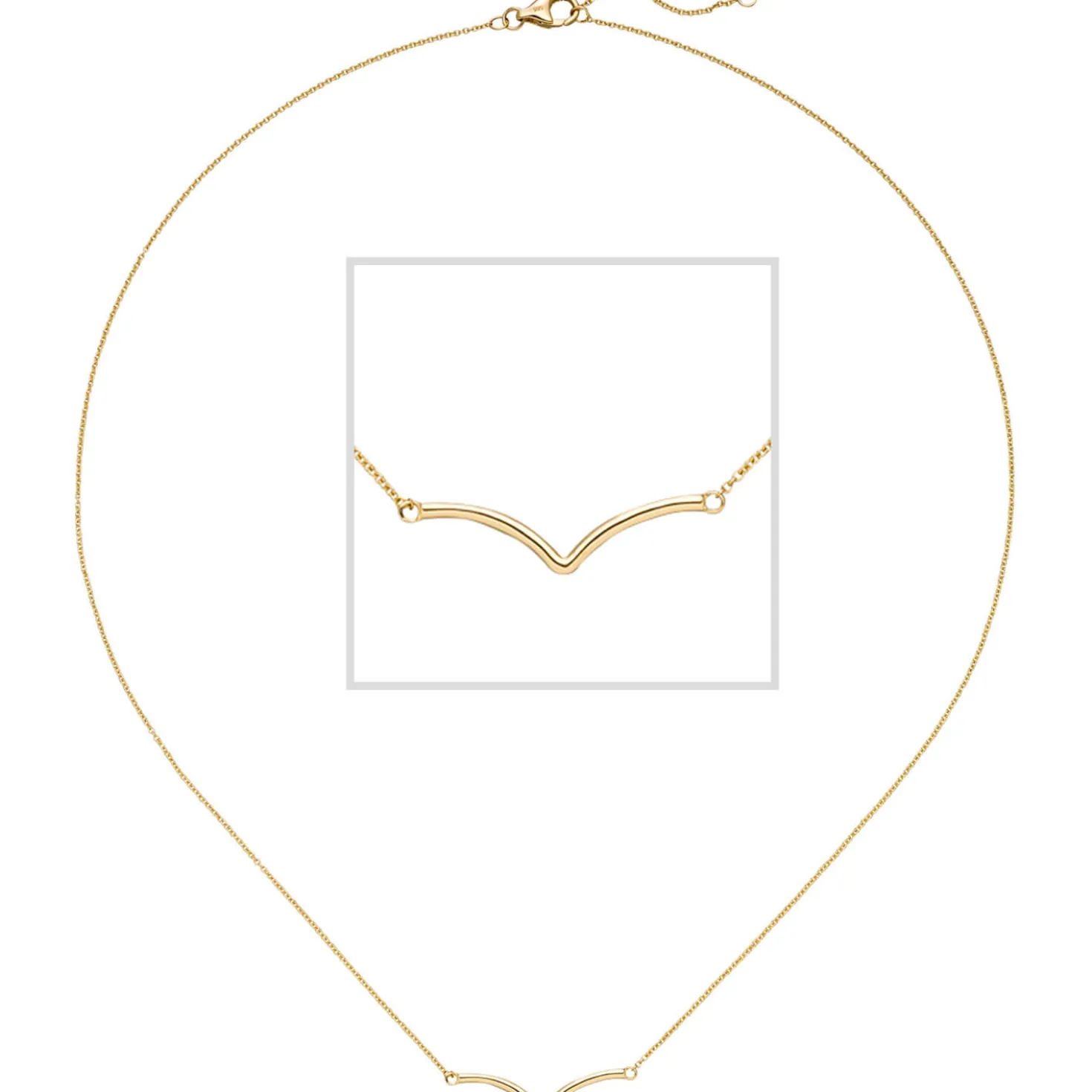 Collier Halskette Halsschmuck Rundankerkette mit Anhänger 585 Gelbgold 42-45cm