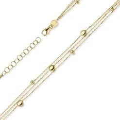 Collier Halskette Halsschmuck 3-reihig mit Elementen 585 Gold Gelbgold 42-45cm