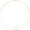 Collier Halskette Kette mit 3 Diamanten 0.15Ct 2-reihig 750 Gold 42cm