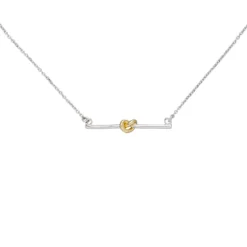 Collier Halskette Knoten 925 Silber bicolor vergoldet rhodiniert 42-45cm Damen