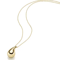 Collier Halskette mit Anhänger Tropfen 20x12mm 585 Gold Gelbgold 45cm glänzend