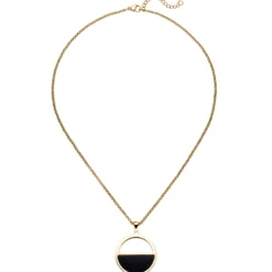 Collier Halskette mit Anhänger Kreis Edelstahl gelbgoldfarben beschichtet 45,5cm