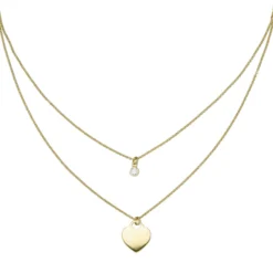 Collier Halskette mit Herz & Zirkonia Anhänger 925 Silber vergoldet 39-44cm