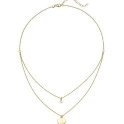 Collier Halskette mit Herz & Zirkonia Anhänger 925 Silber vergoldet 39-44cm