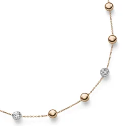 Collier Halskette mit Zwischen-Elementen 585 Gold Weißgold Rotgold bicolor 45cm