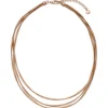 Collier Halskette 925 Silber rotvergoldet mattiert 3-reihig 42-47cm Silberkette