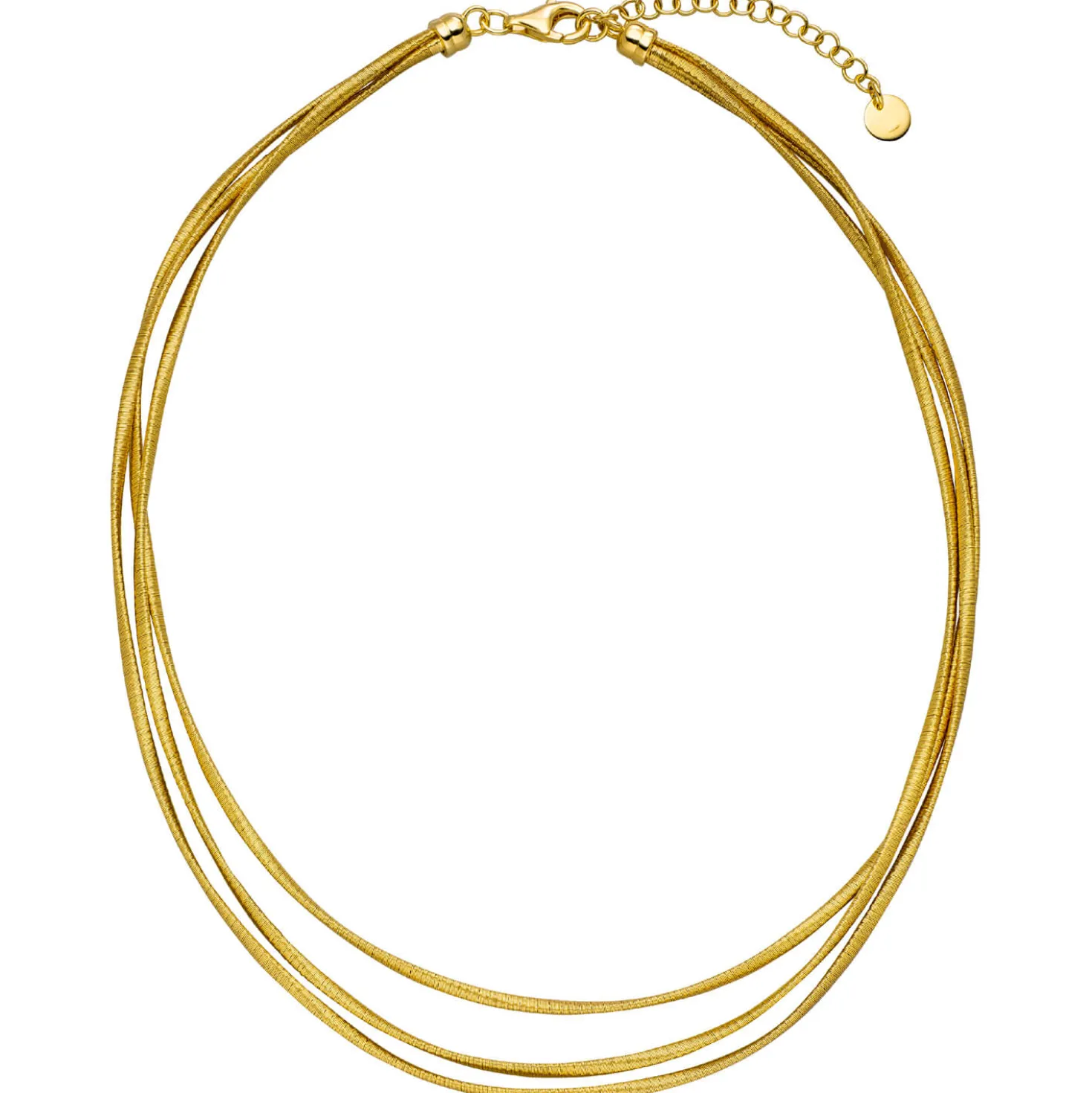 Collier Halskette 925 Silber vergoldet mattiert 3-reihig 42-47cm Silberkette