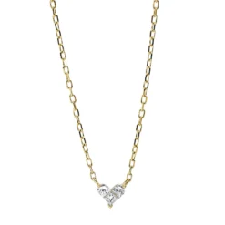 Collier Herz aus 750 Gelbgold 3 Diamanten Fanatsy-Schliff 0,15ct TW-SI L:45,7cm