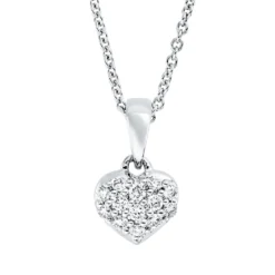 Collier Herz aus 750 Gold Weißgold 13 Brillanten 0,1ct TW-SI L:45cm