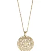 Collier Kette mit Anhänger, antik Ornament, rund, Edelstahl in Goldfarbe, 46cm