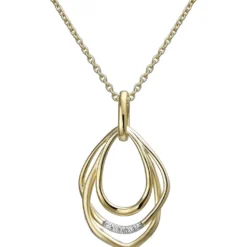 Collier Kette mit Anhänger aus 925 Silber vergoldet mit 5 Zirkonia 45cm Damen