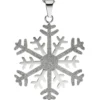 Collier Kette mit Anhänger Schneeflocke mit Glitzern, Edelstahl bicolor, 42cm