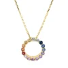 Collier Kreis aus 585 Gold Gelbgold 16 Saphire 0,59ct mehrfarbig L:45,7cm