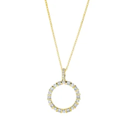 Collier Kreis aus 750 Gold Gelbgold 25 Diamanten 0,76ct TW-SI L:45cm