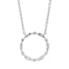 Collier Kreis aus 750 Gold Weißgold 12 Diamanten 0,36ct TW-SI L:42cm