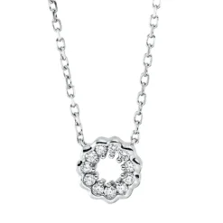 Collier Kreis aus 750 Gold Weißgold 11 Brillanten 0,07ct TW-SI L:45,7cm