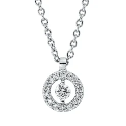 Collier Kreis aus 750 Gold Weißgold 15 Brillanten 0,08ct TW-SI L:42cm