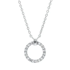Collier Kreis aus 750 Gold Weißgold 19 Diamanten 0,11ct TW-SI L:45cm