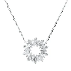 Collier Kreis aus 750 Weißgold 20 Diamanten Trapez-Schliff 0,51ct TW-SI L:45cm