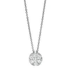 Collier Kreis 750 Weißgold 6 Brillanten 0,27ct TW-SI 1 Brillant 0,1ct TW-SI L:45cm