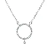 Collier Kreis 750 Weißgold 30 Diamanten 0,12ct TW-SI 1 Diamant 0,01ct TW-SI L:45cm