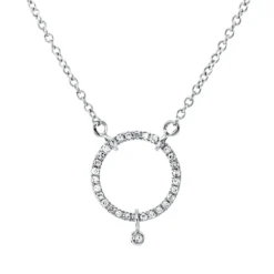 Collier Kreis 750 Weißgold 30 Diamanten 0,12ct TW-SI 1 Diamant 0,01ct TW-SI L:45cm