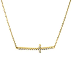 Collier Kreuz aus 750 Gelbgold 21 Brillanten 0,14ct TW-VSI/SI L:40,6cm