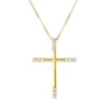 Collier Kreuz aus 750 Gelbgold 12 Brillanten 0,22ct TW-VSI/SI L:40,6cm