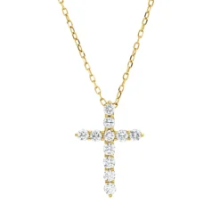 Collier Kreuz aus 750 Gold Gelbgold 11 Brillanten 0,76ct TW-SI L:45,7cm