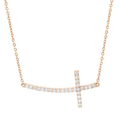 Collier Kreuz aus 585 Gold Rotgold 26 Brillanten 0,34ct si-si L:40,6cm