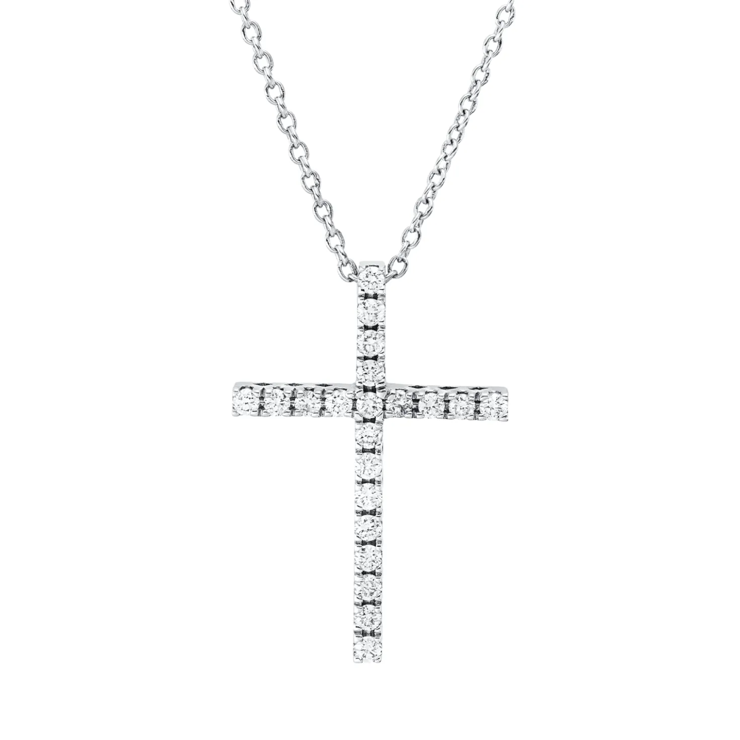 Collier Kreuz aus 750 Gold Weißgold 21 Brillanten 0,38ct F-SI L:40,6cm