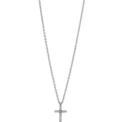 Collier Kreuz aus 750 Gold Weißgold 12 Brillanten 0,03ct TW-SI L:42cm