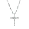 Collier Kreuz aus 750 Gold Weißgold 11 Brillanten 0,14ct TW-VSI L:45cm