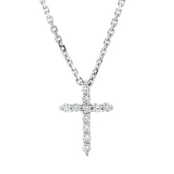 Collier Kreuz aus 750 Gold Weißgold 11 Brillanten 0,14ct TW-VSI L:45cm