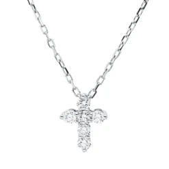 Collier Kreuz aus 750 Gold Weißgold 6 Brillanten 0,23ct TW-VSI L:45cm