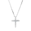 Collier Kreuz aus 750 Gold Weißgold 11 Brillanten 0,23ct TW-VSI L:45cm