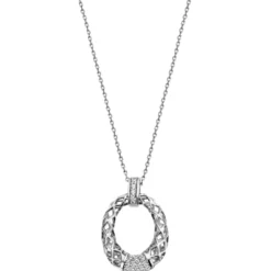 Collier mit 24 Zirkonia weiß 925 Silber Halskette 45cm Anhänger Netz-Muster