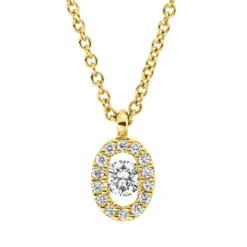 Collier Oval aus 750 Gold Gelbgold 15 Brillanten 0,1ct TW-SI L:42cm