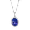 Collier Oval 750 Weißgold Tansanit 8,44ct blau 38 Brillanten 0,62ct TW-SI L:45,7cm