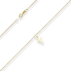 Collier Panzerkette Goldkette Kreuz Halskette aus 375 Gold Gelbgold 42cm