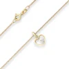 Collier Rund-Ankerkette Herz mit weißem Zirkonia aus 585 Gold Gelbgold 42cm